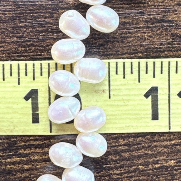 Sterling Silver 925 Alternating Freshwater Pearl Chain Necklace Size 17" Length - Picture 10 of 11